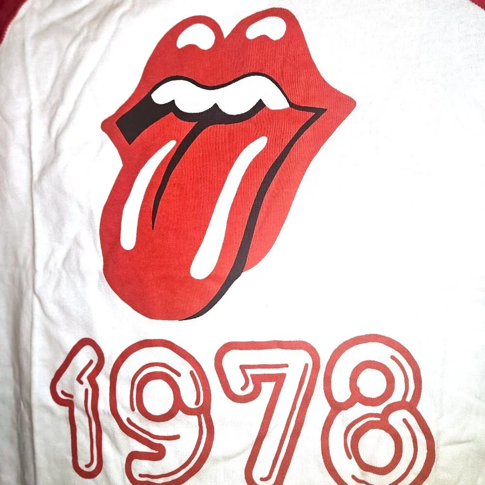 Rolling Stones Tongue Logo Tour 1978 rock Raglan T-Shirt M big NWT - Picture 2 of 5